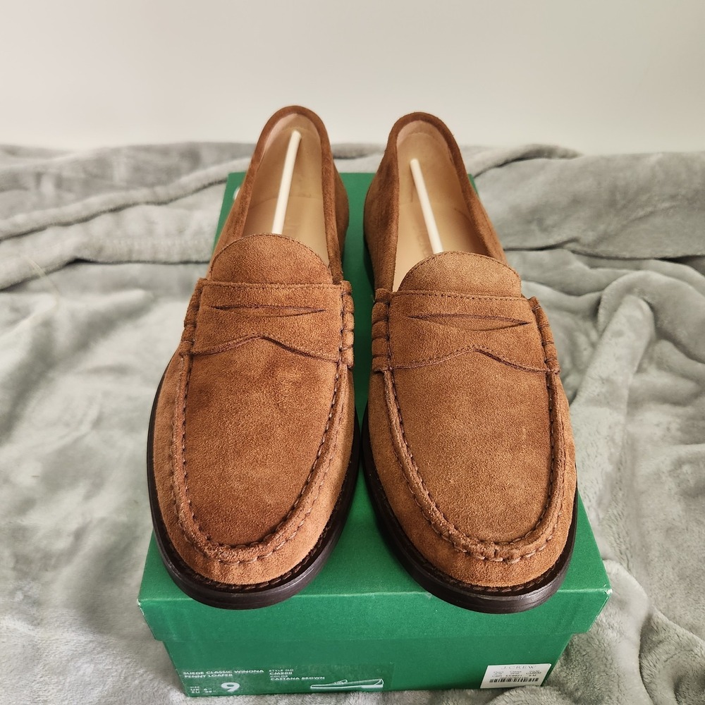 J.Crew Women's Size 9-M Castana Brown Suede Winona Penny Loafers NWB